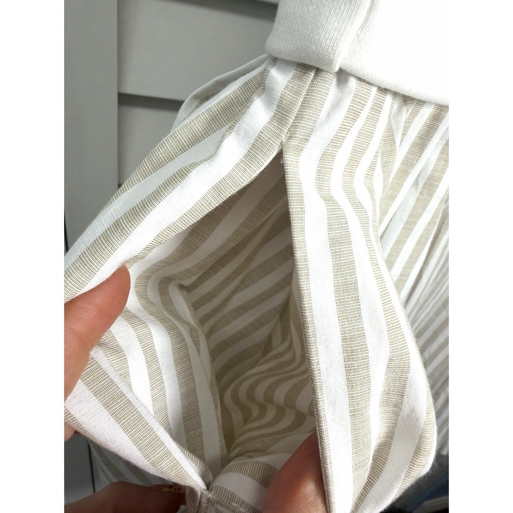 Entro Out For Fun Sand Striped Pleated Ruffle Shirt Dress Women's Size Large - Picture 10 of 14